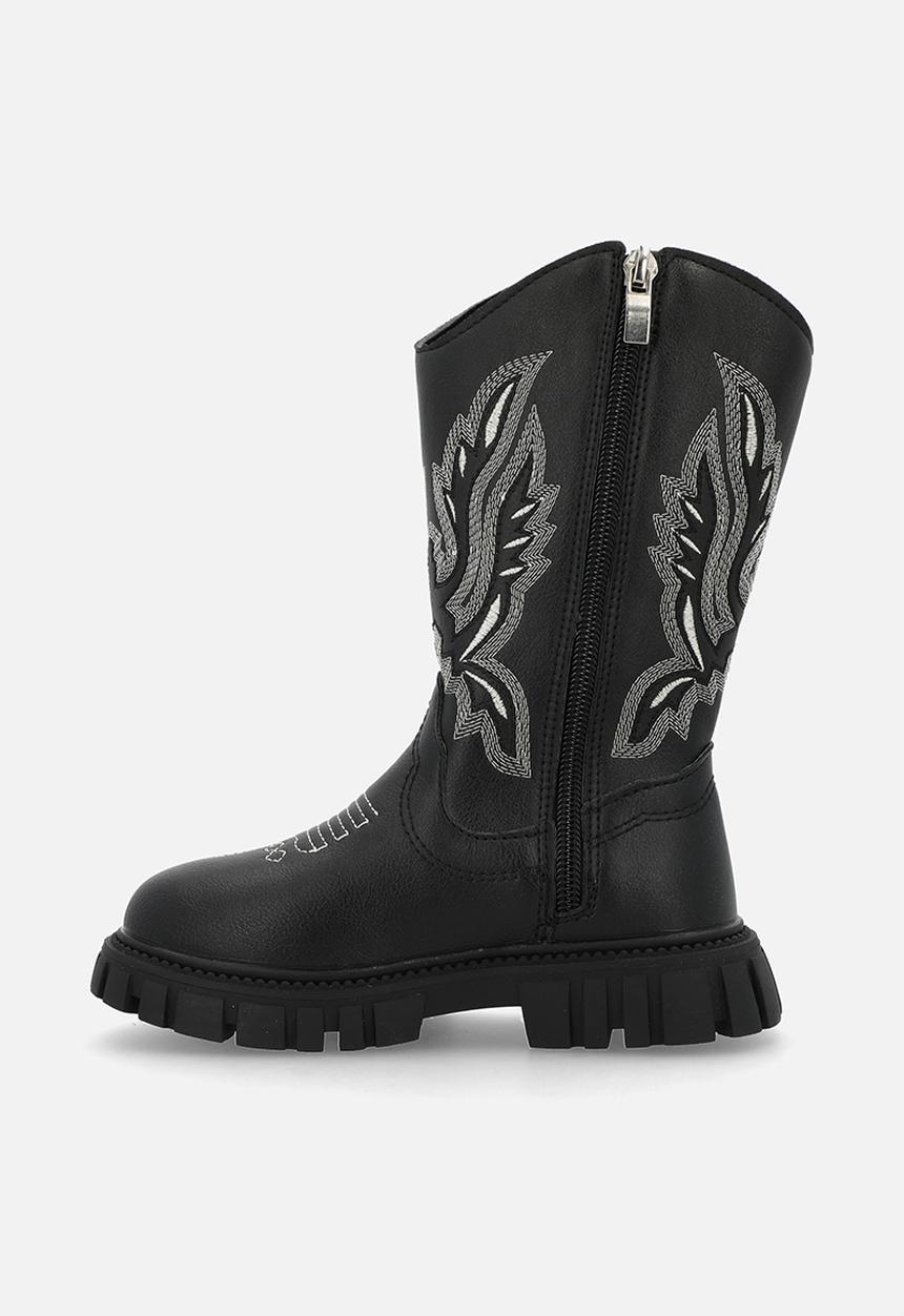 Pop Candy - Motif platform cowboy boots - black