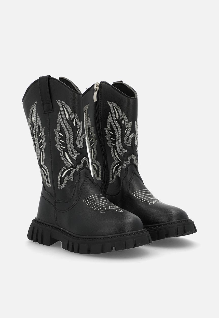 Pop Candy - Motif platform cowboy boots - black