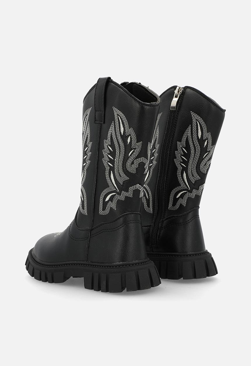 Pop Candy - Motif platform cowboy boots - black