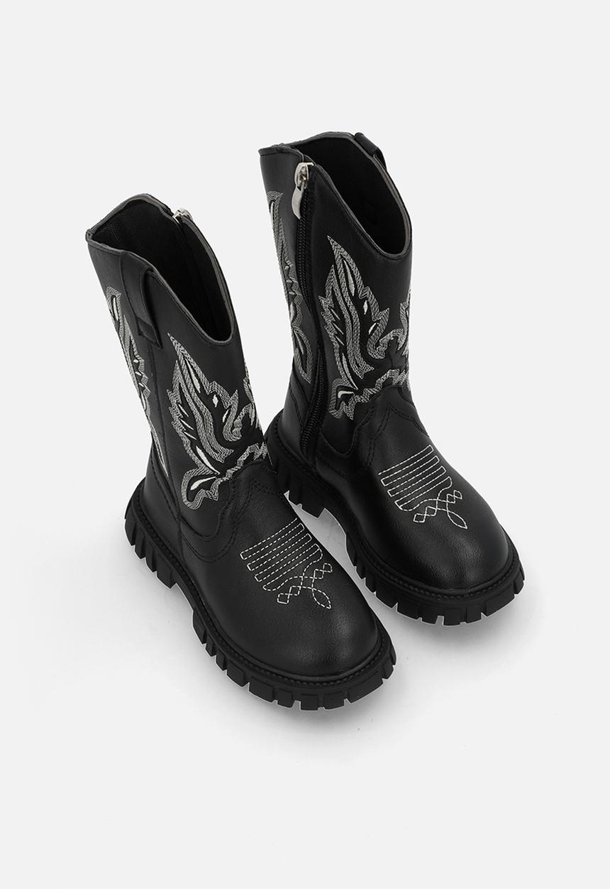 Pop Candy - Motif platform cowboy boots - black