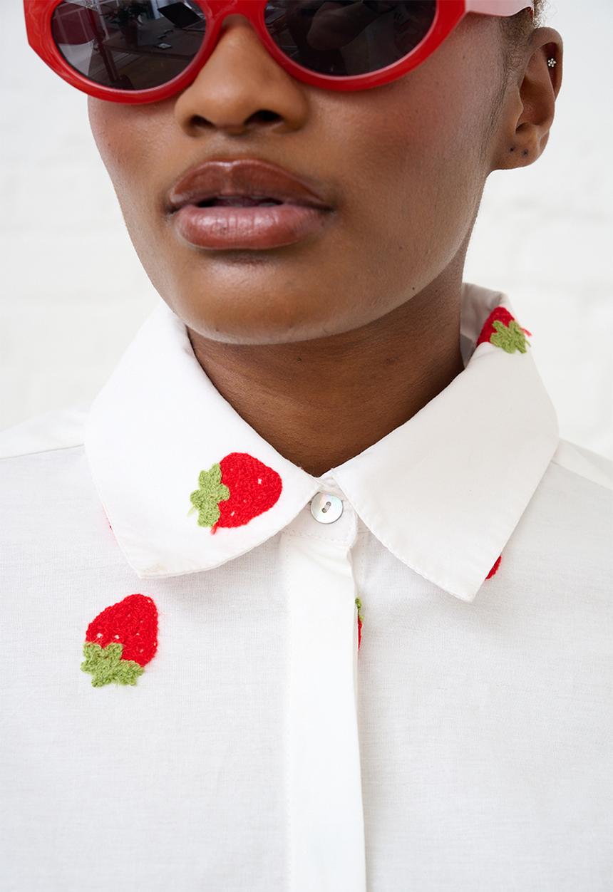 Me&B - Embroidered Cotton Shirt - Strawberry