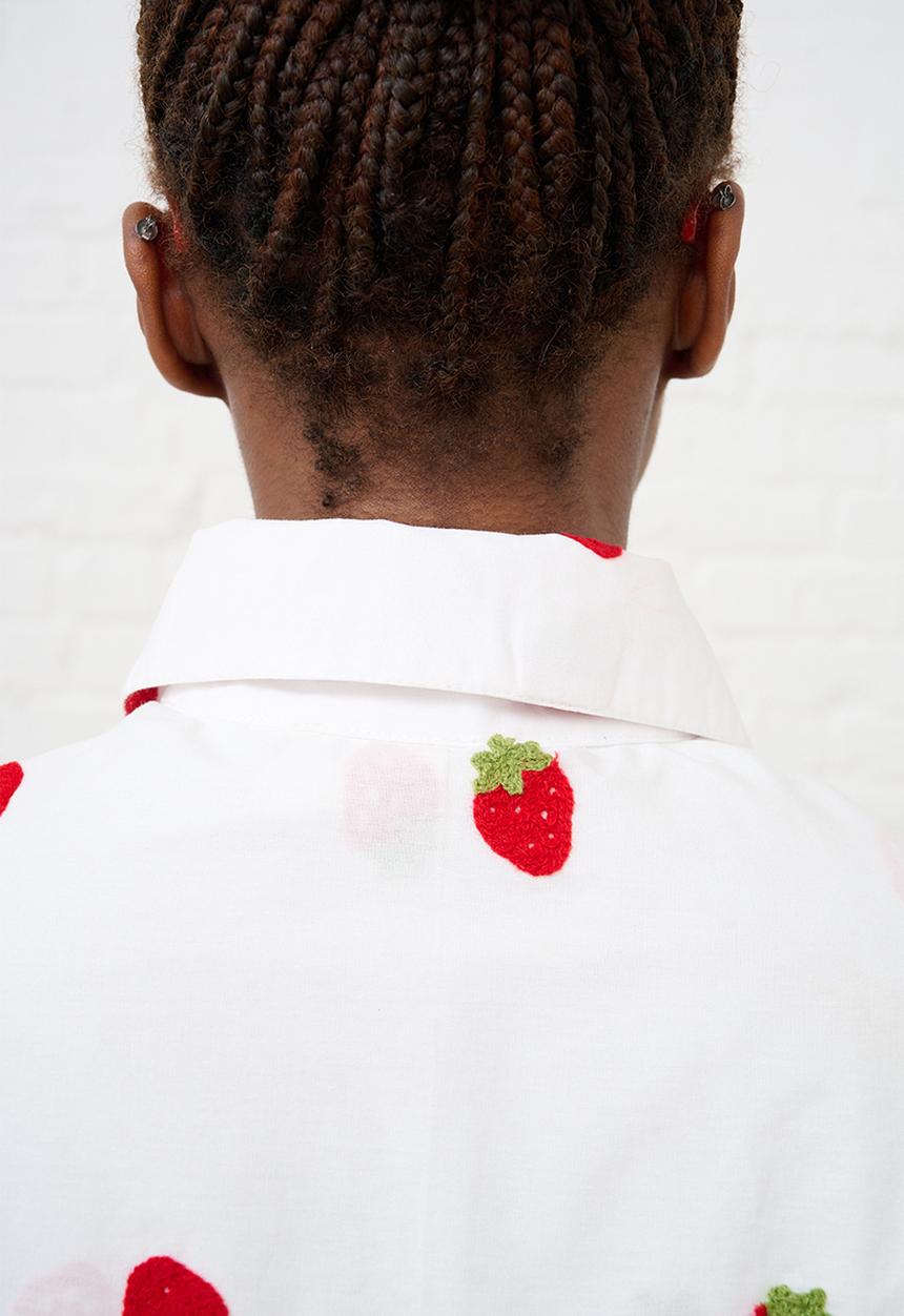 Me&B - Embroidered Cotton Shirt - Strawberry