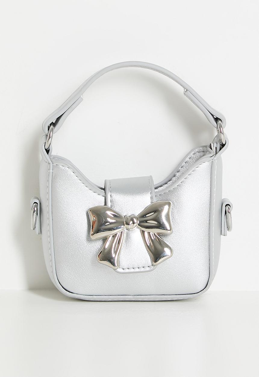 Pop Candy - Handbag with metallic bow buckle - silver