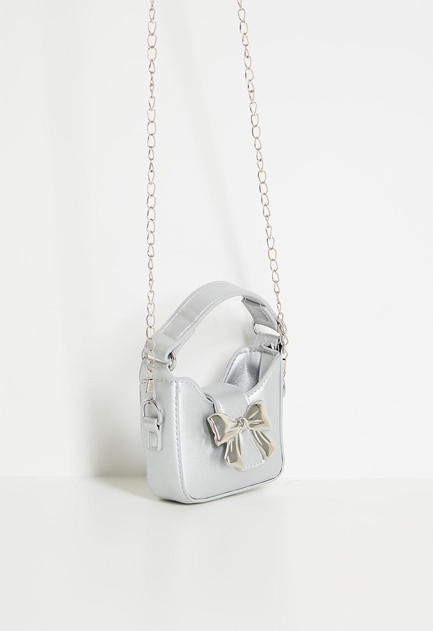 Pop Candy - Handbag with metallic bow buckle - silver