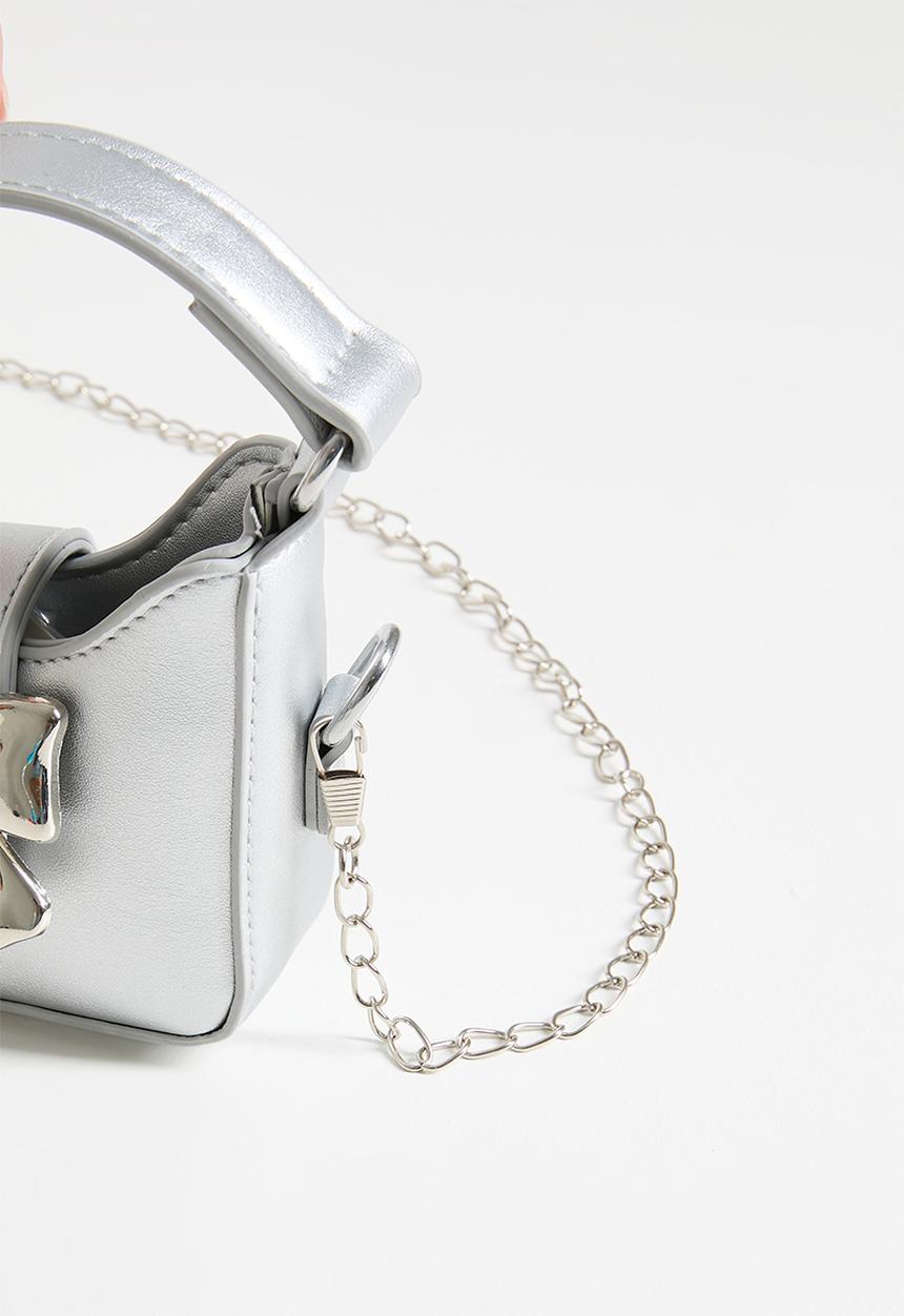 Pop Candy - Handbag with metallic bow buckle - silver