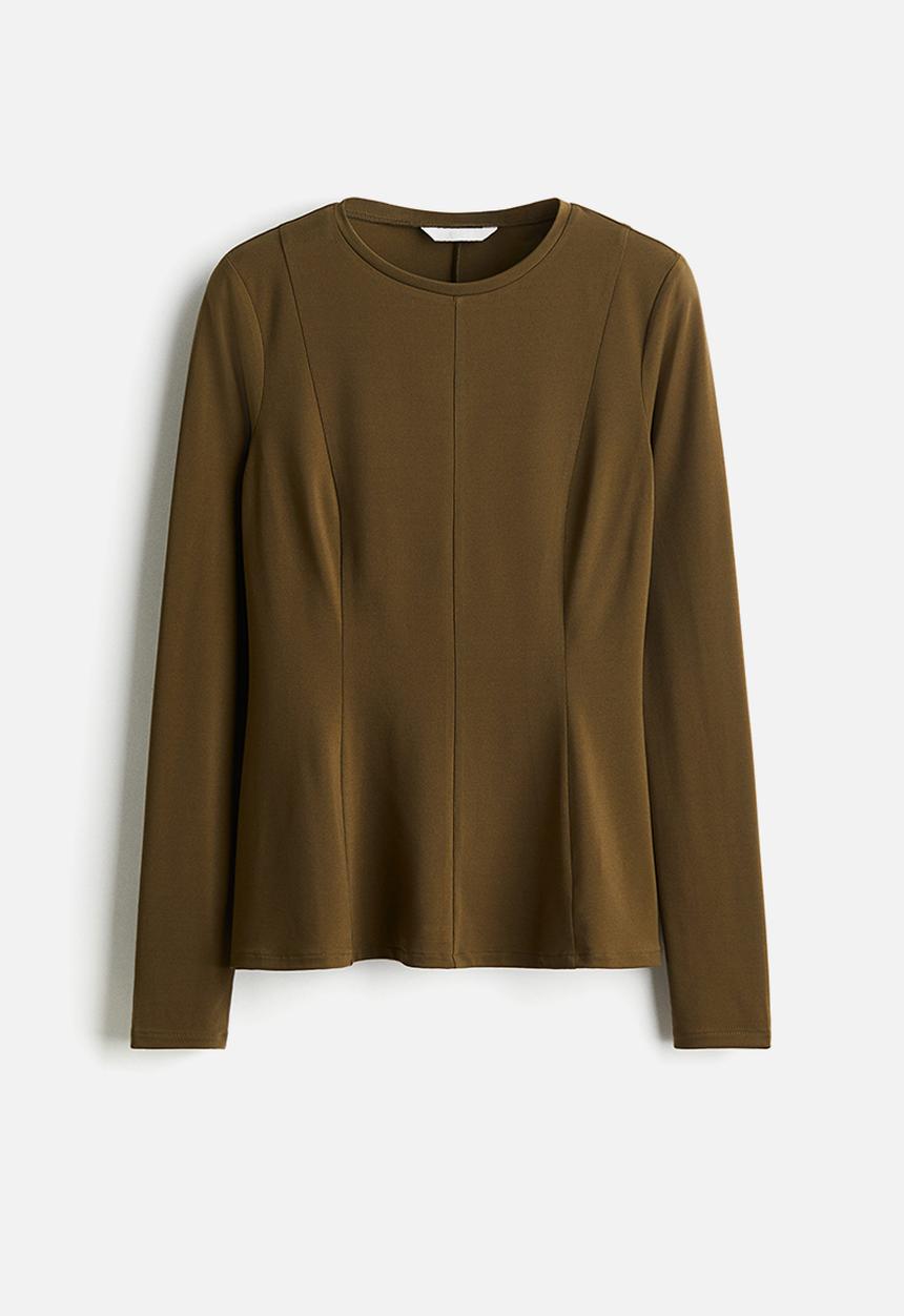 H&M - Peplum top - khaki green