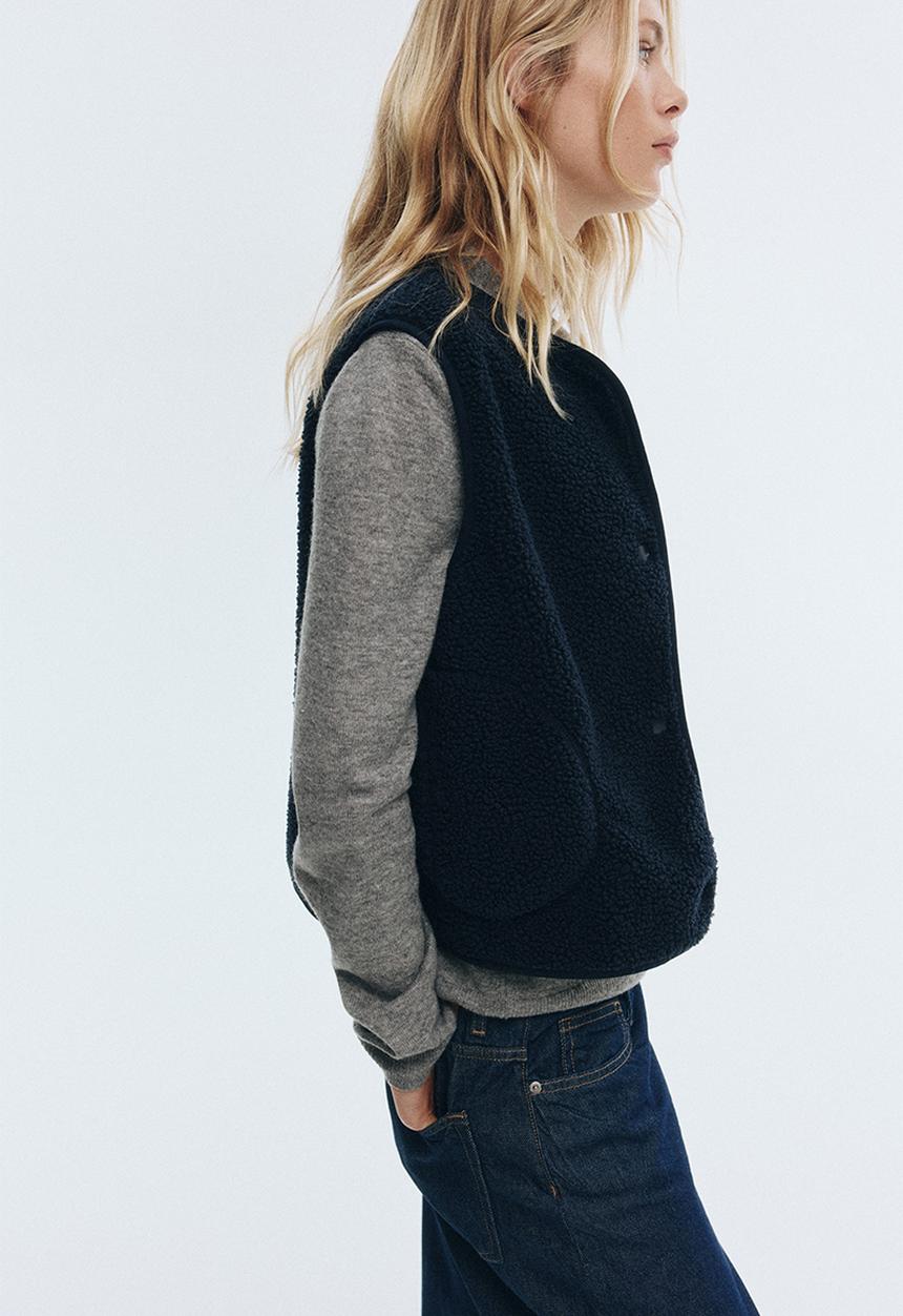 H&M - Teddy gilet - navy blue