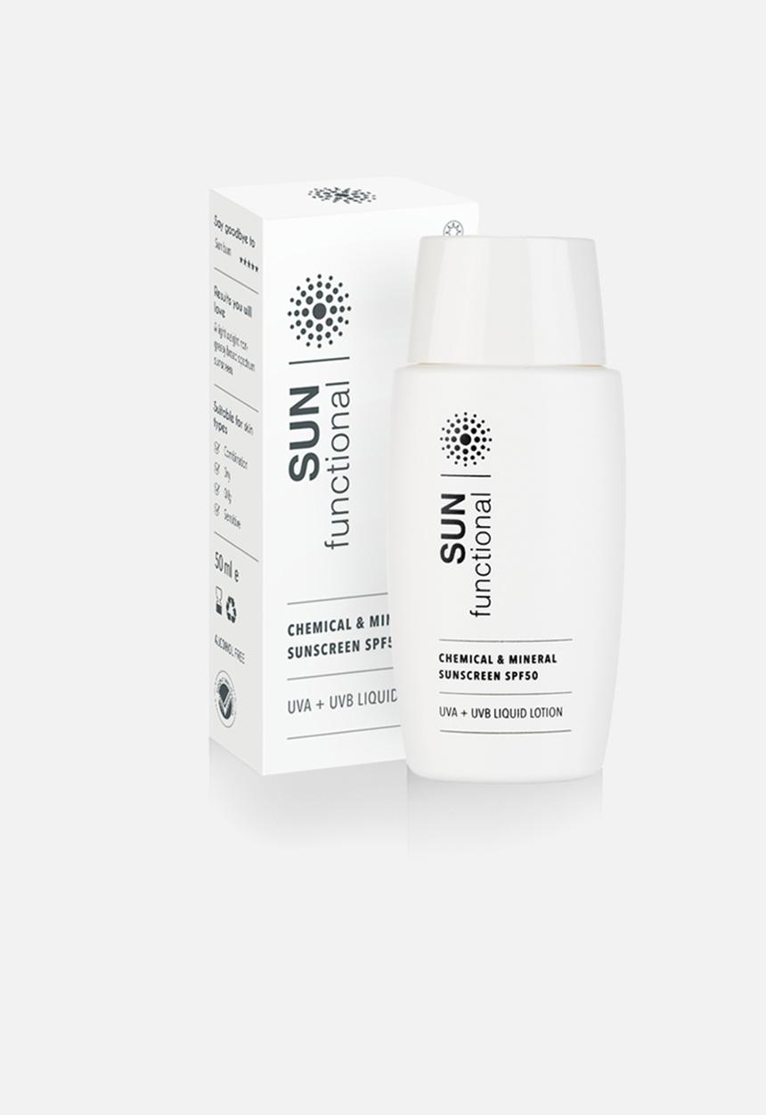SKIN functional - Chemical and Mineral UVA + UVB Liquid Lotion SPF50 Sunscreen - 50ml