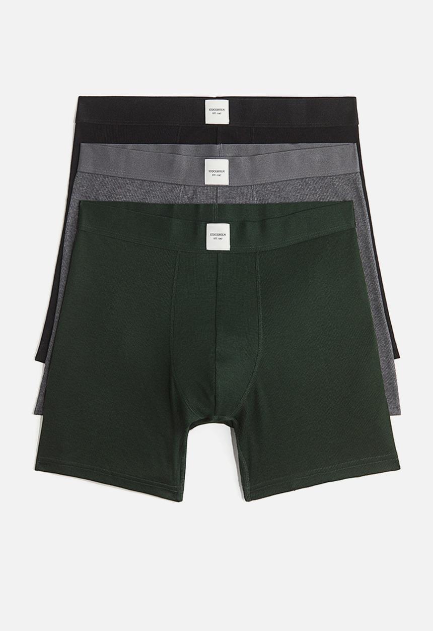H&M - 3-Pack mid trunks with lycra® - dark green