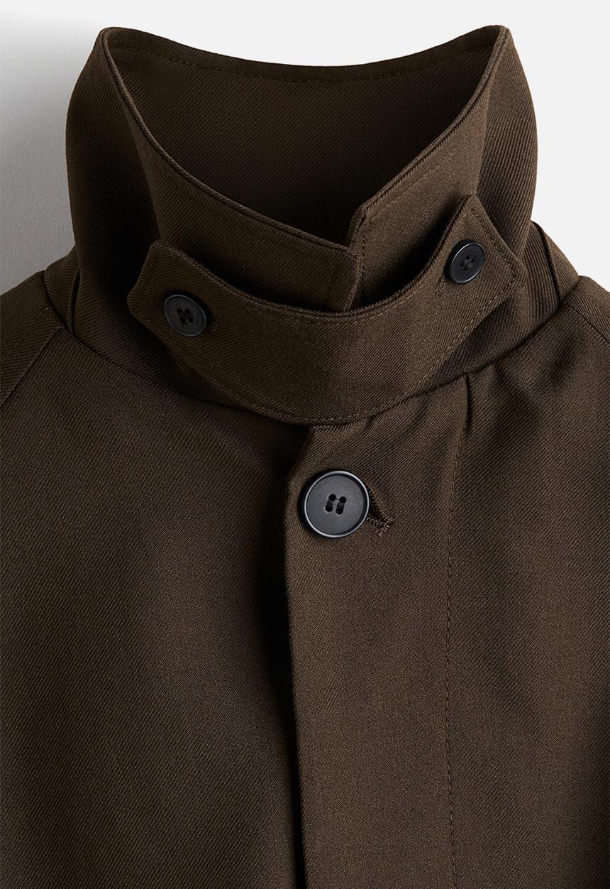 H&M - Loose fit belted mac-style coat - dark khaki green