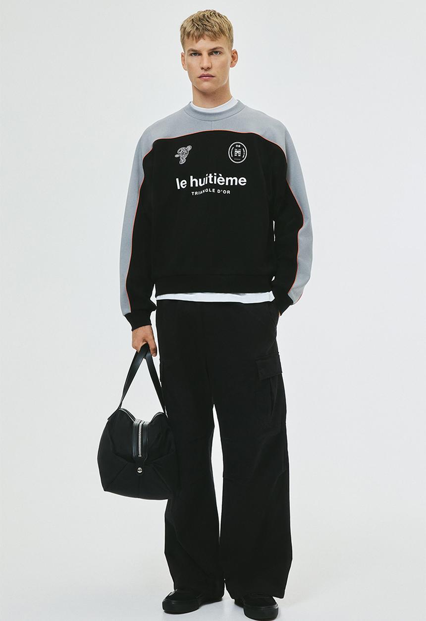 Oversized fit sweatshirt - grey/black - 1311909002