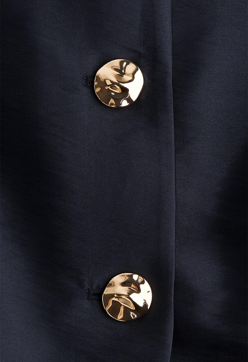 H&M - Puff-sleeved blouse - navy blue