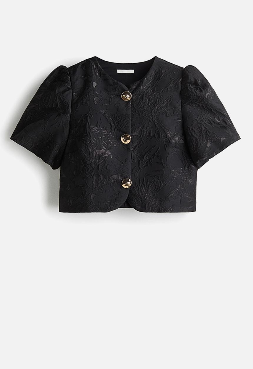 H&M - Puff-sleeved blouse - black