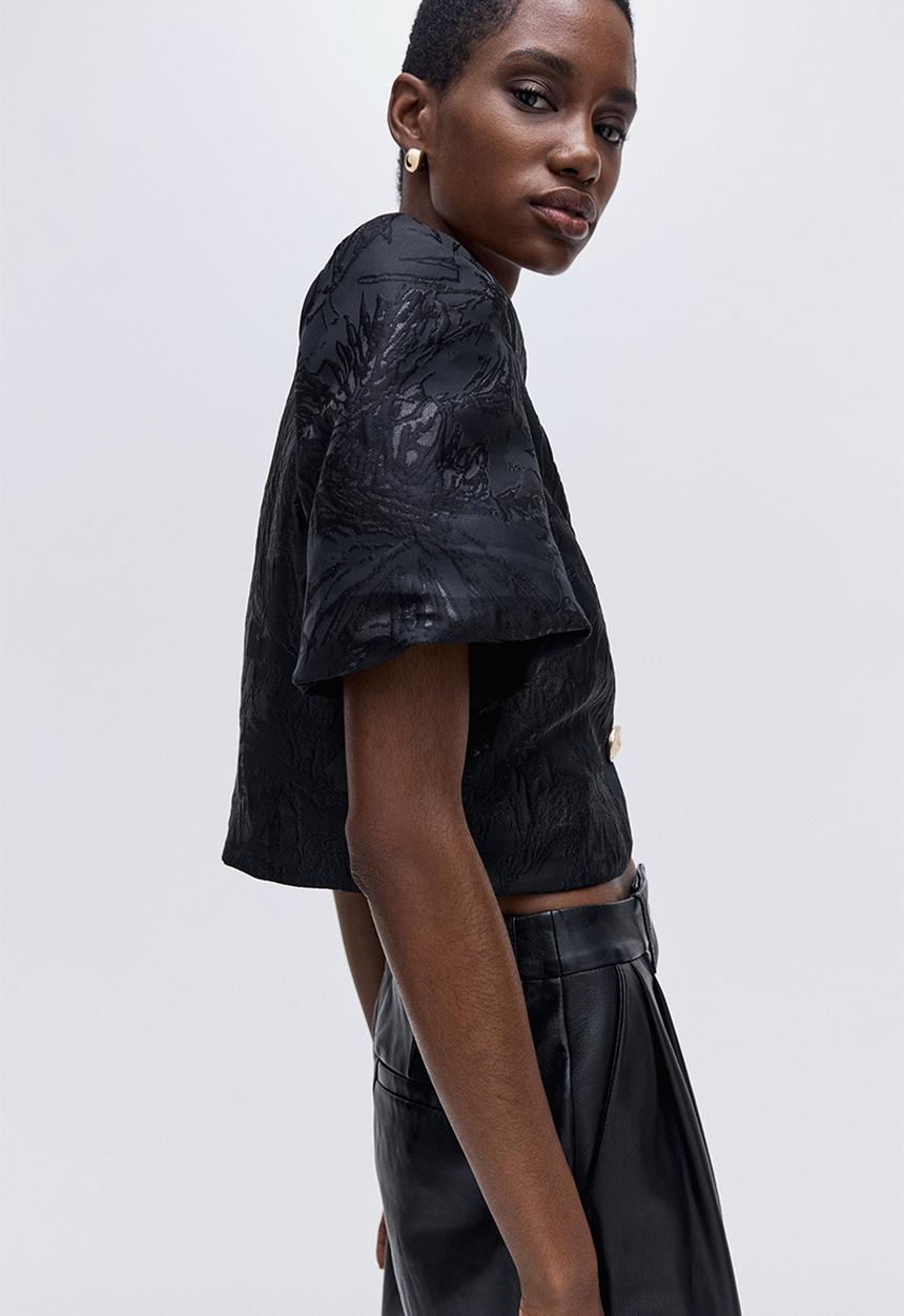 H&M - Puff-sleeved blouse - black