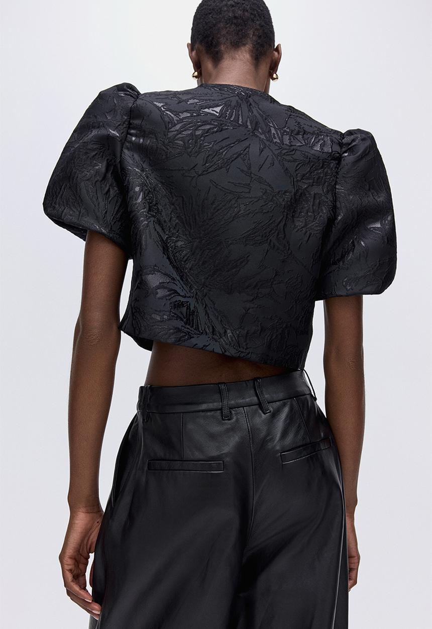 H&M - Puff-sleeved blouse - black