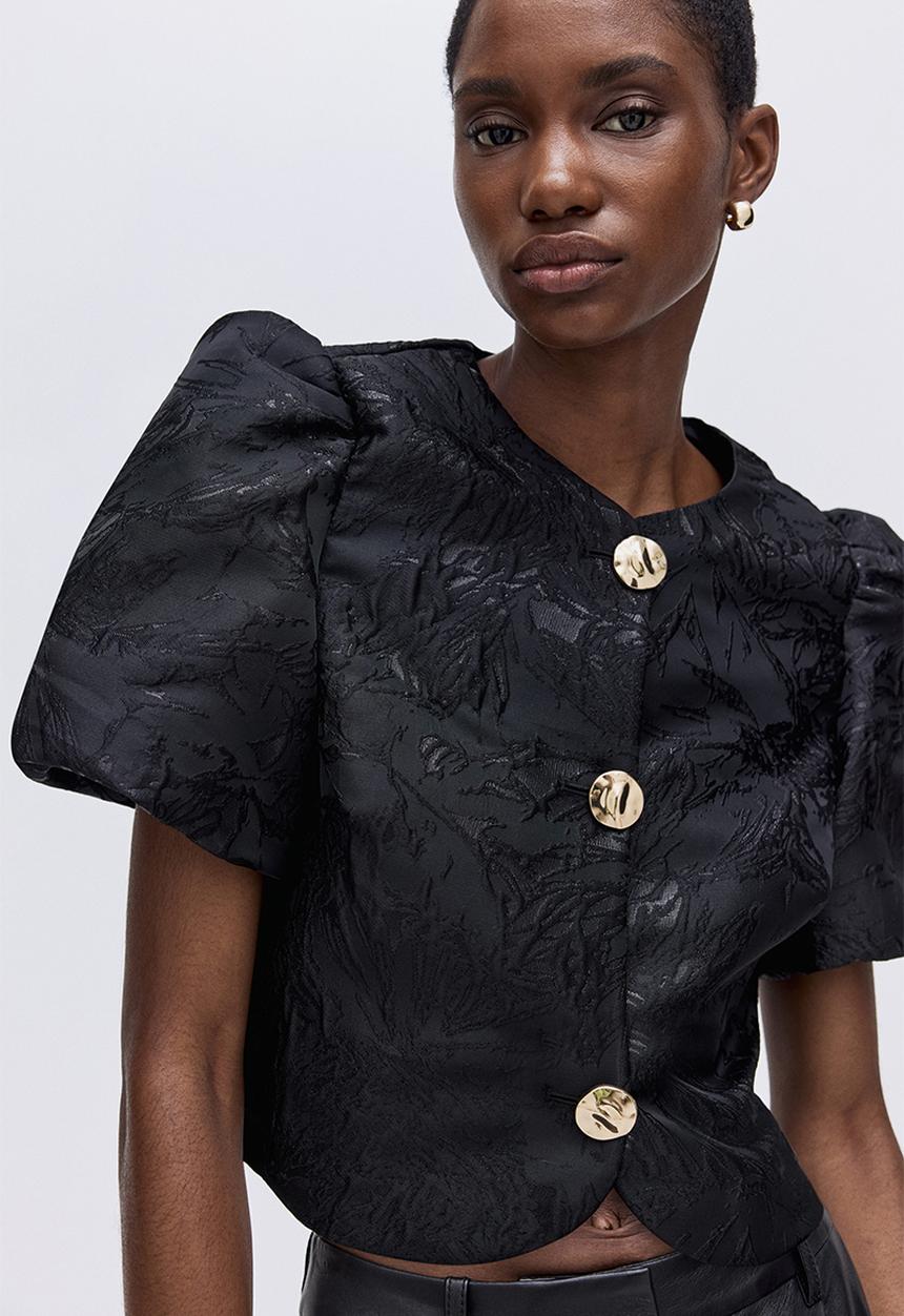 正規品　Bibiy. ANNA PUFF TOP Puff-sleeved blouse - black - 1307129002