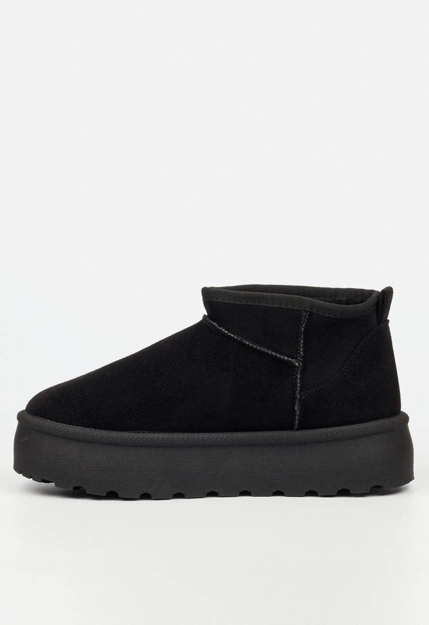Miss Black - Bae 9 gold zip fur ankle boot - black