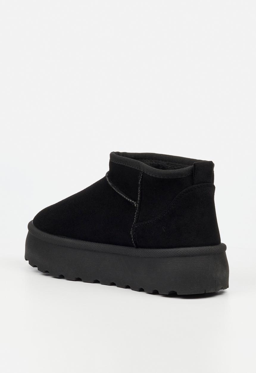 Miss Black - Bae 9 gold zip fur ankle boot - black