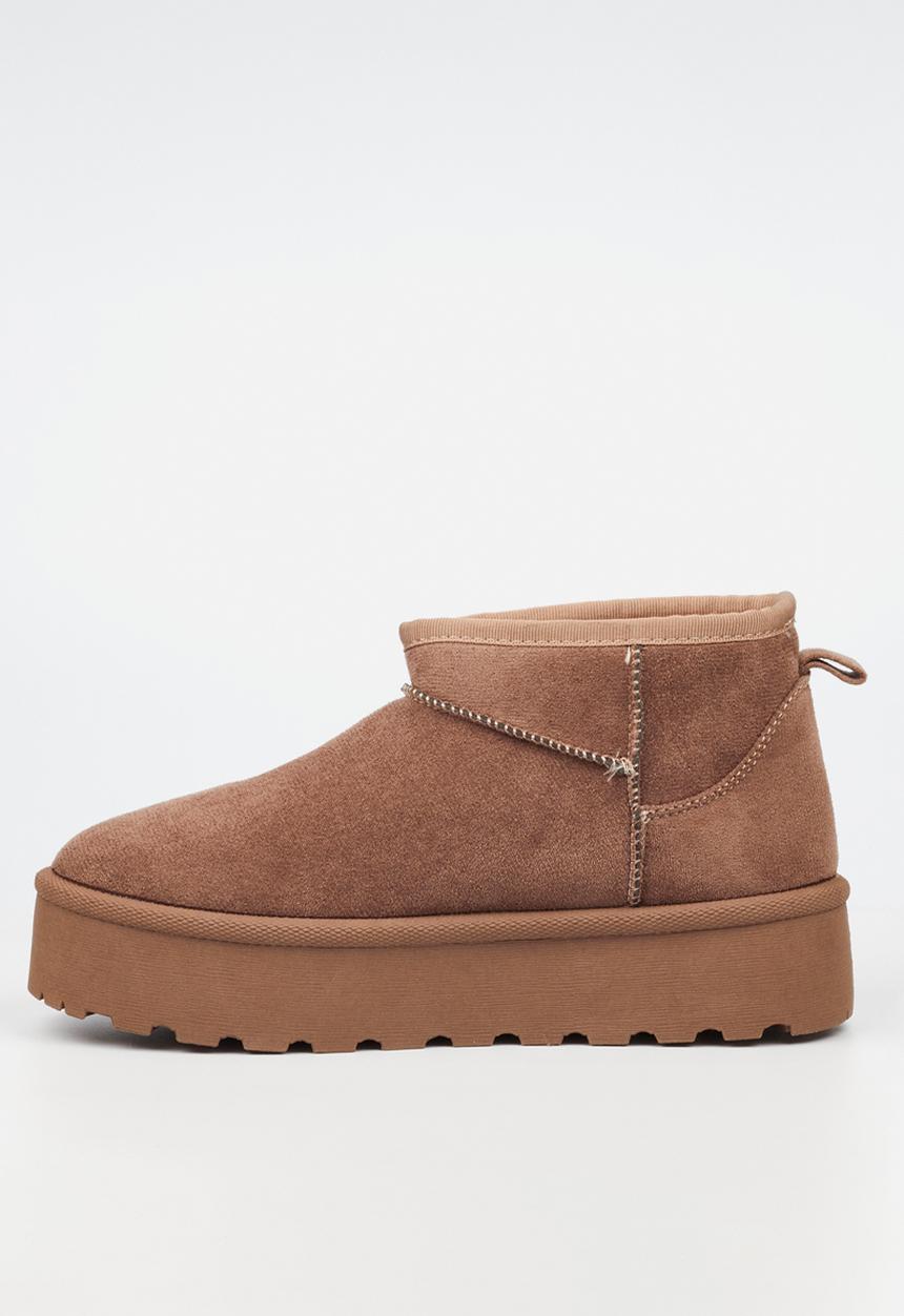 Miss Black - Bae 9 gold zip fur ankle boot - taupe