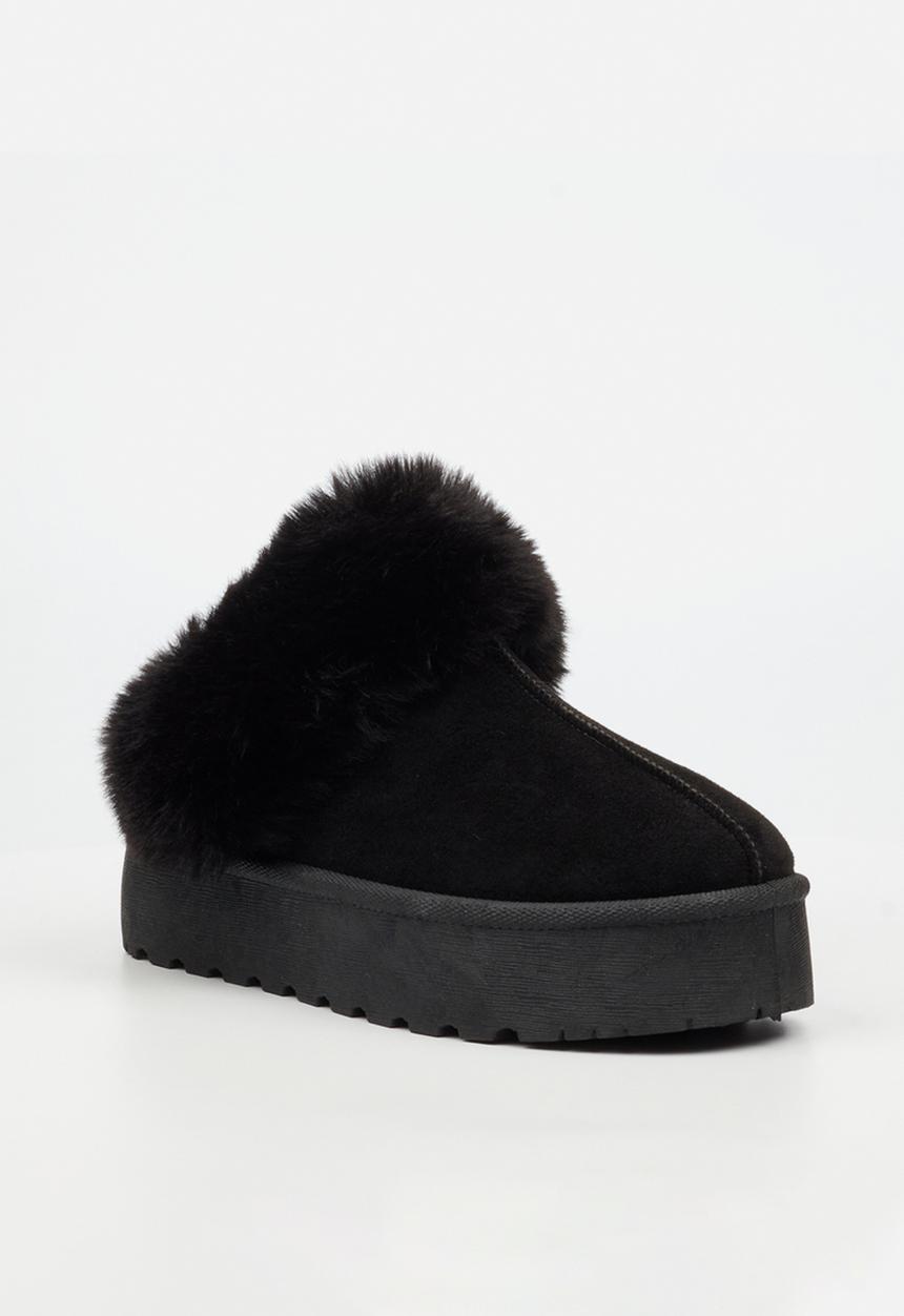 Miss Black - Bae 10 faux fur slipper boot - black