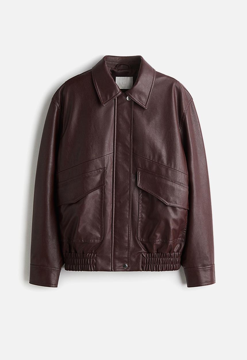 H&M - Oversized coated jacket - burgundy