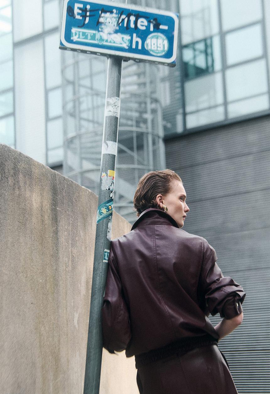 H&M - Oversized coated jacket - burgundy