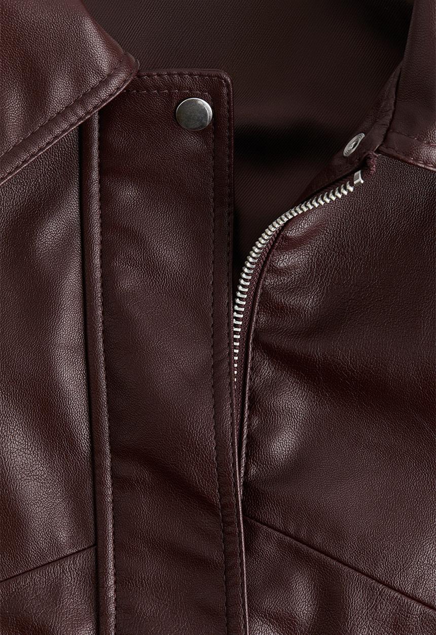 H&M - Oversized coated jacket - burgundy