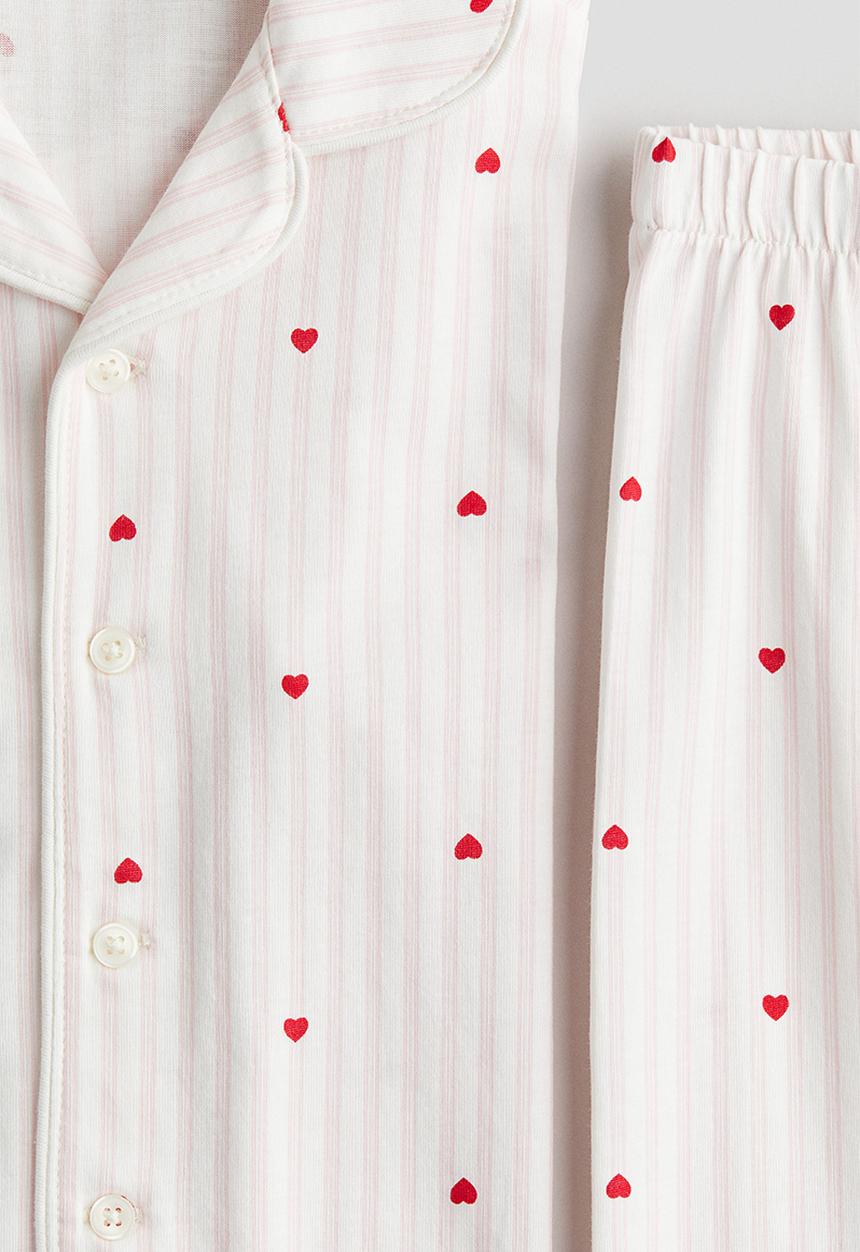H&M - Patterned jersey pyjamas - white/striped 