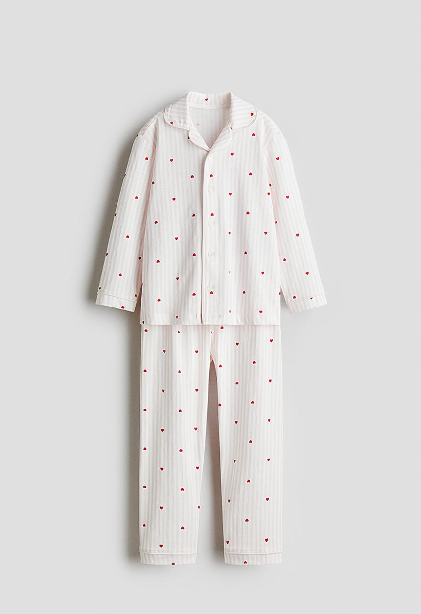 H&M - Patterned jersey pyjamas - white/striped 