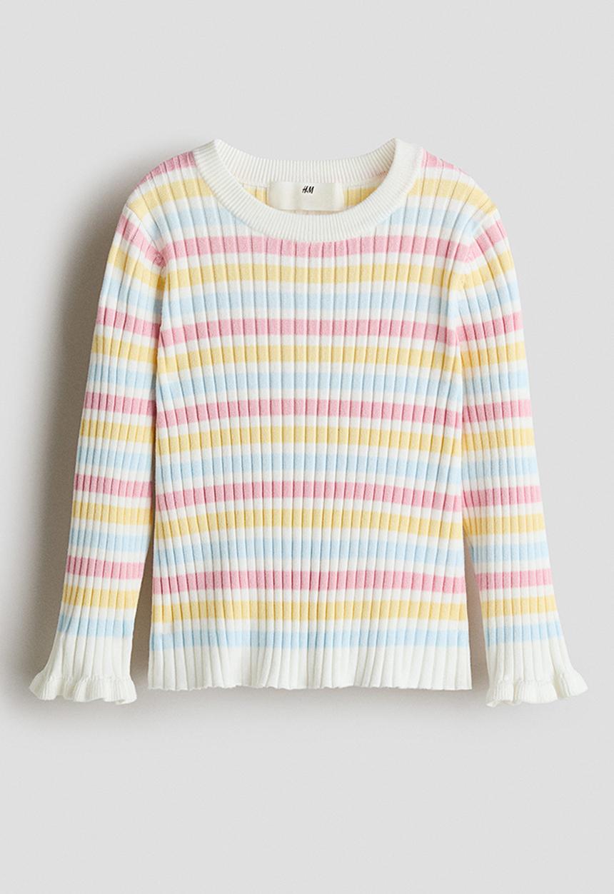 H&M - Rib-knit jumper - white/pink striped