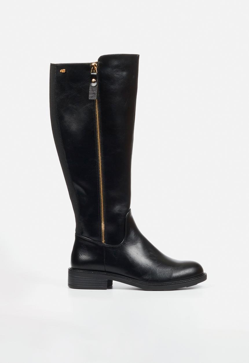 Miss Black - Fyre 1 side zip rider boot - black