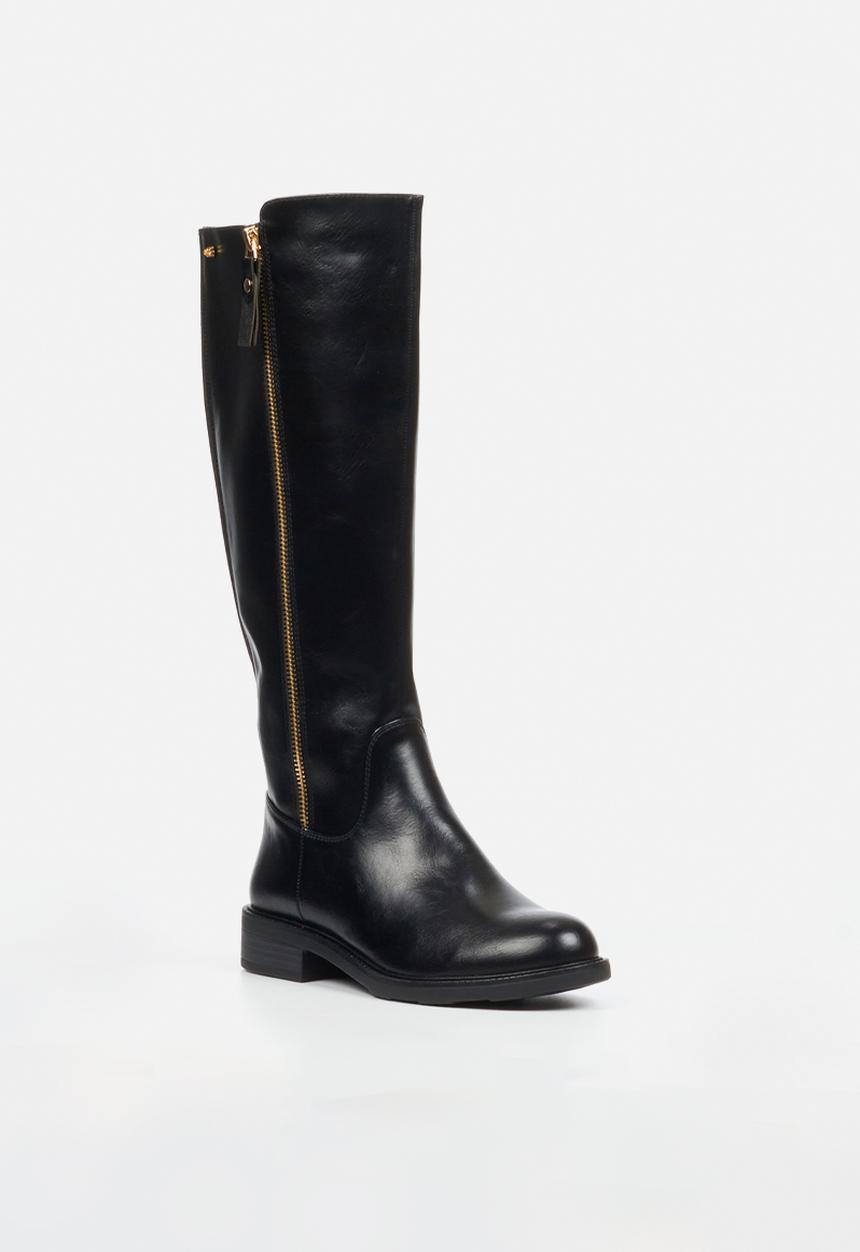 Miss Black - Fyre 1 side zip rider boot - black