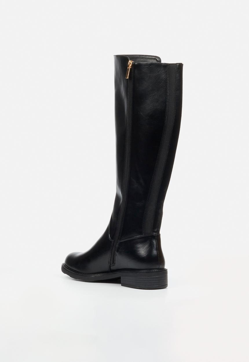 Miss Black - Fyre 1 side zip rider boot - black