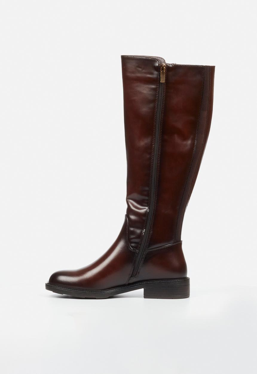 Miss Black - Fyre 1 side zip rider boot - chocolate