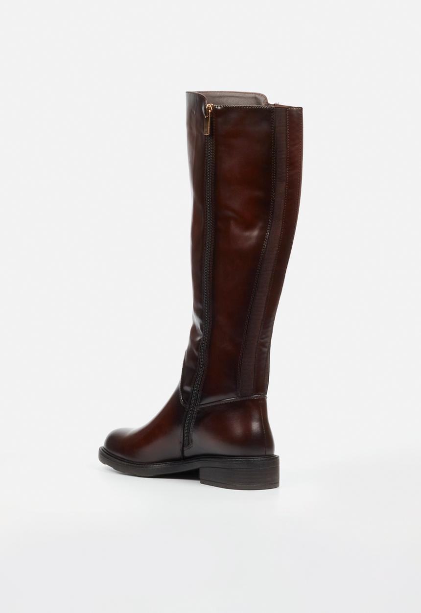 Miss Black - Fyre 1 side zip rider boot - chocolate