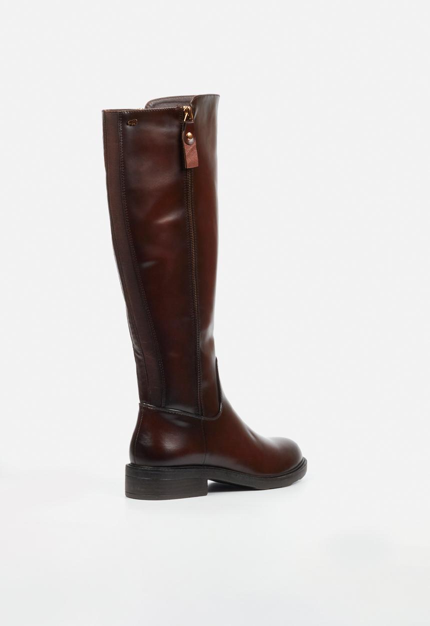 Miss Black - Fyre 1 side zip rider boot - chocolate