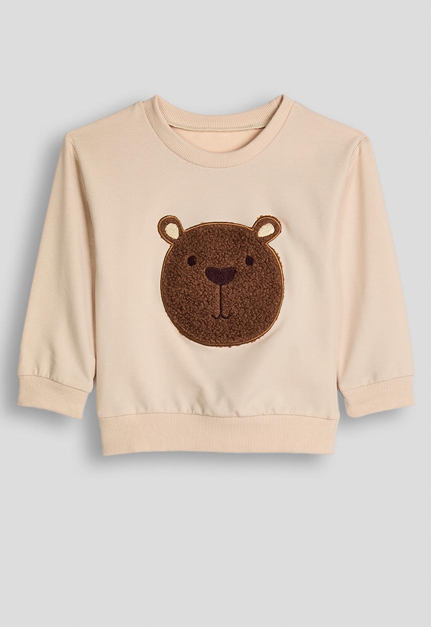 Pop Candy - Chenille embroidered bear sweatshirt - papaya whip