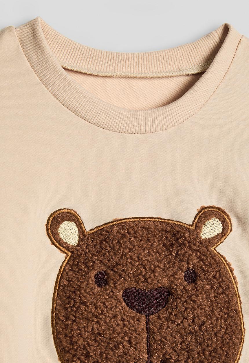 Pop Candy - Chenille embroidered bear sweatshirt - papaya whip