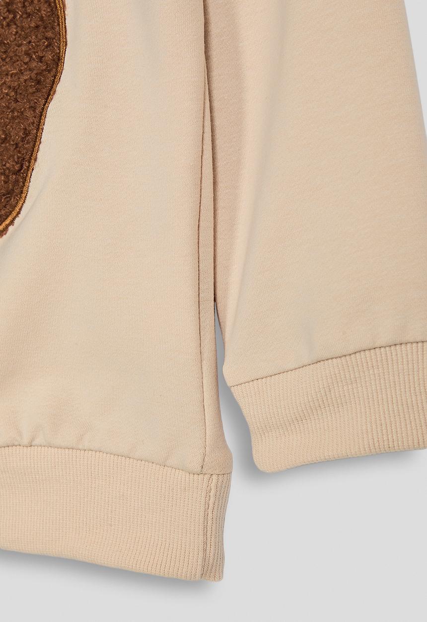 Pop Candy - Chenille embroidered bear sweatshirt - papaya whip