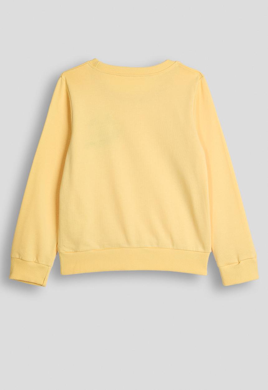 Pop Candy - Lion embroidered placement print sweat top - corn yellow