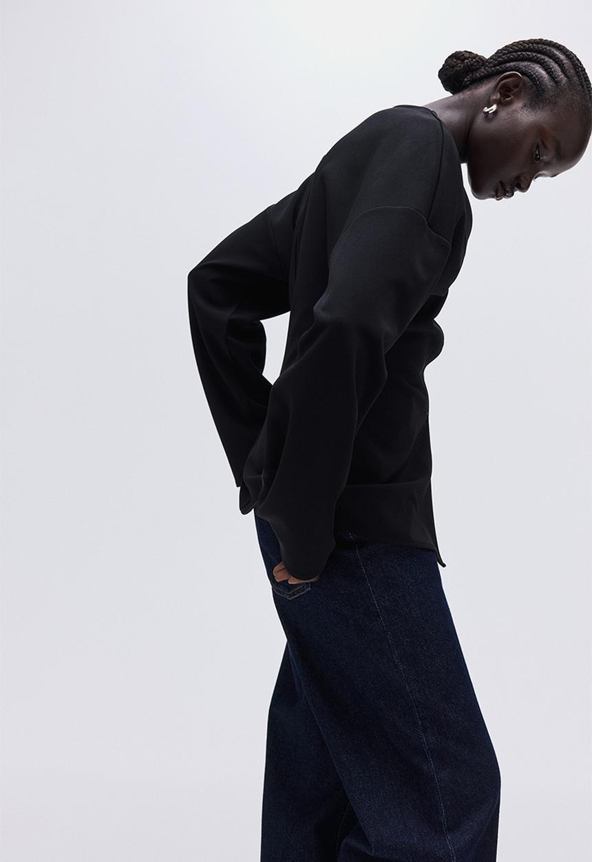 H&M - Button-front top - black