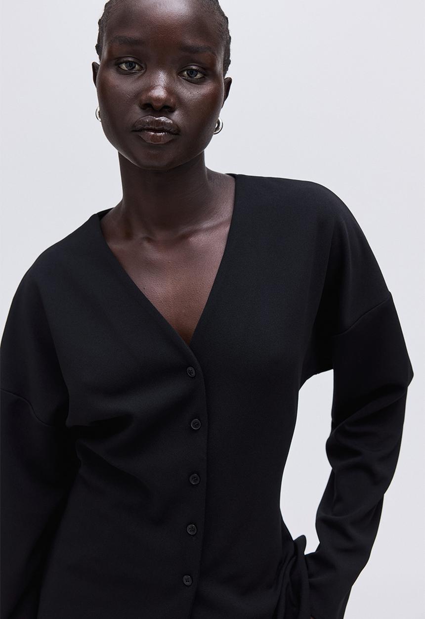 H&M - Button-front top - black