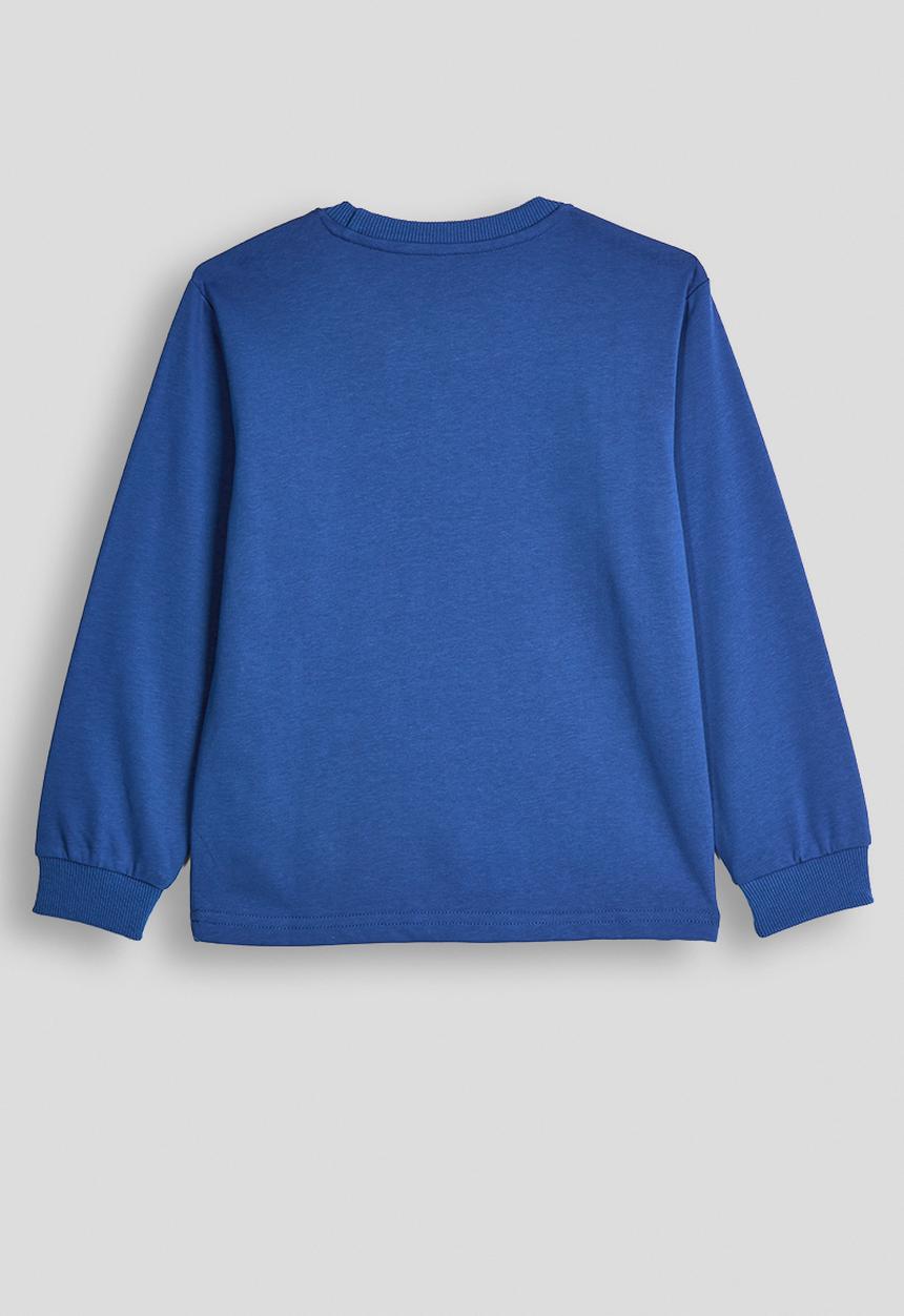 Pop Candy - Astro patchwork graphic long sleeve tshirt - blue