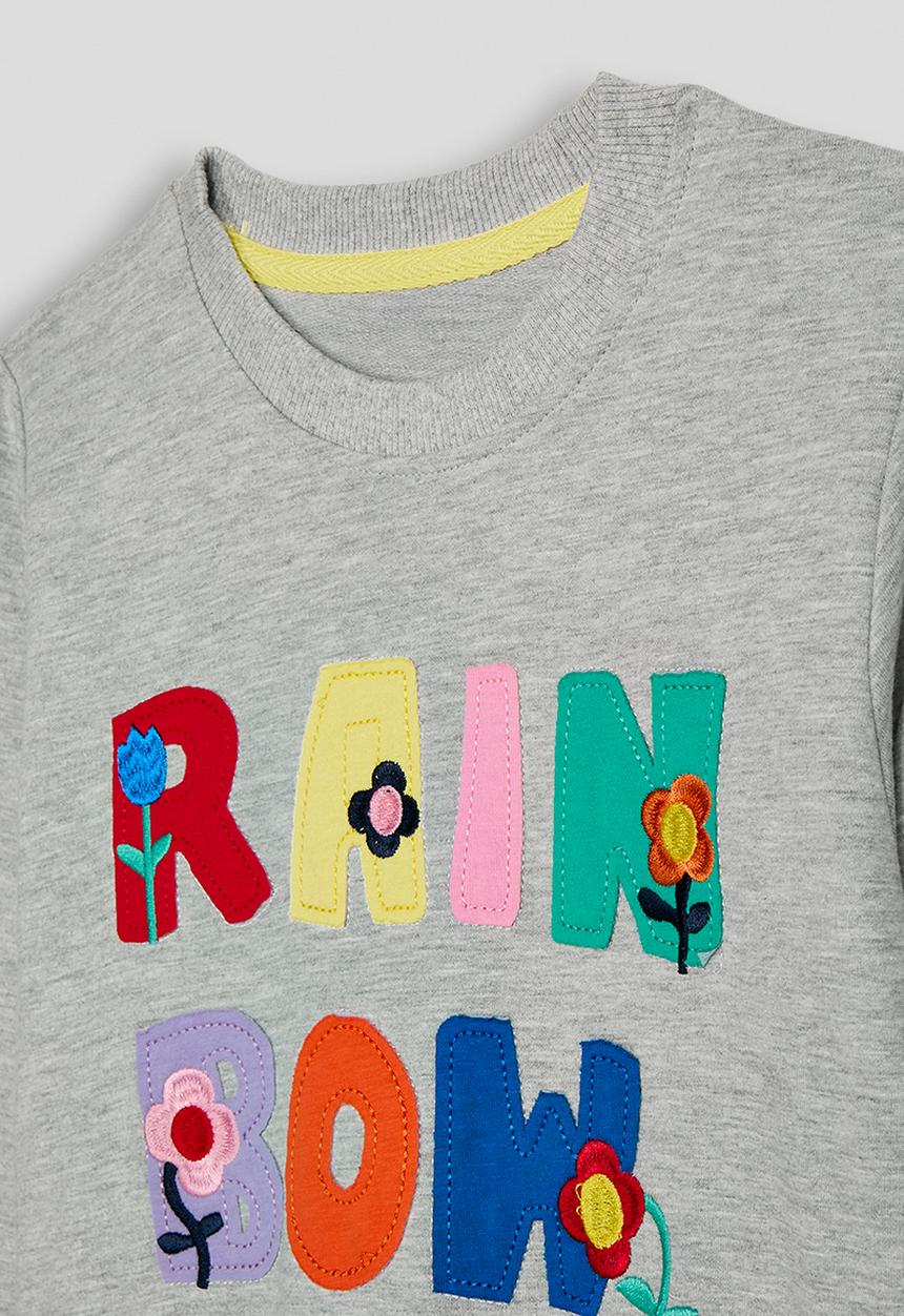 Pop Candy - Sweatshirt with applique slogan - grey/rainbow