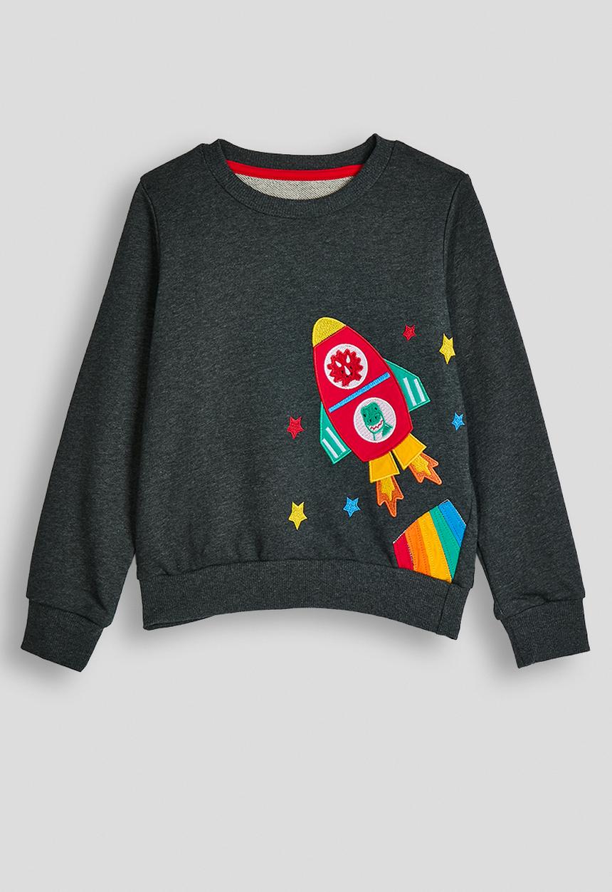 Pop Candy - Embroidered graphic print sweater - dark grey/spaceship
