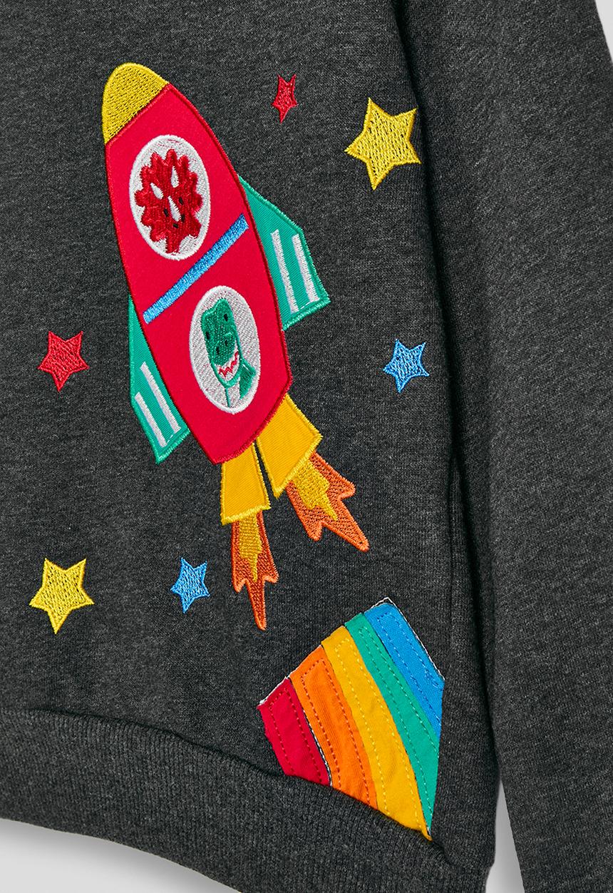 Pop Candy - Embroidered graphic print sweater - dark grey/spaceship