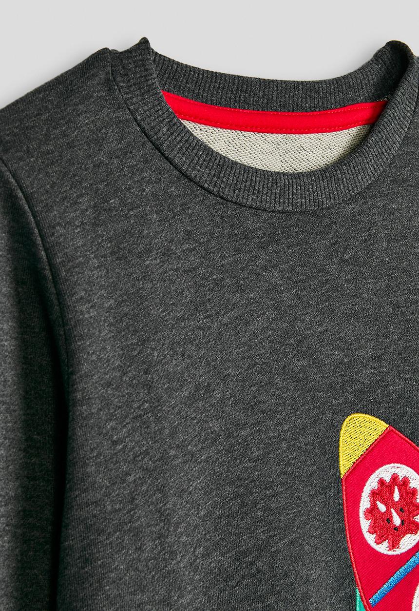 Pop Candy - Embroidered graphic print sweater - dark grey/spaceship