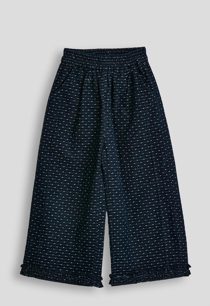 Pop Candy - Frilled wide leg pants - navy