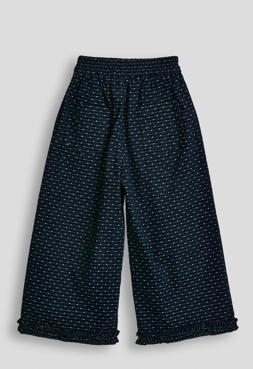 Pop Candy - Frilled wide leg pants - navy