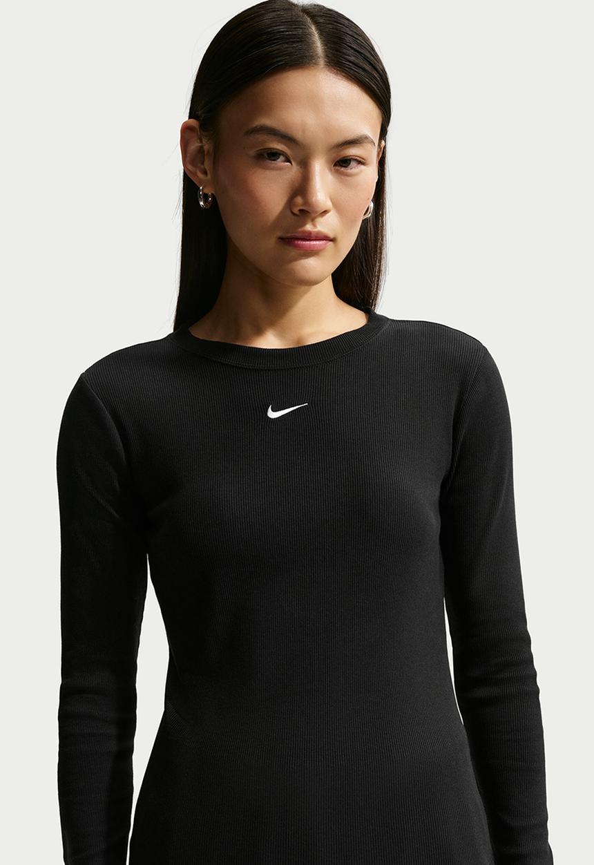 W Nsw Ls Tee Rib Tight - Black/White